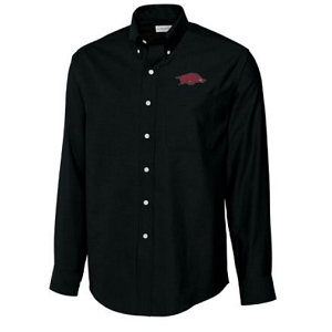 Arkansas Razorbacks Men's LS Epic Easy Care Royal Oxford Shirt - Black
